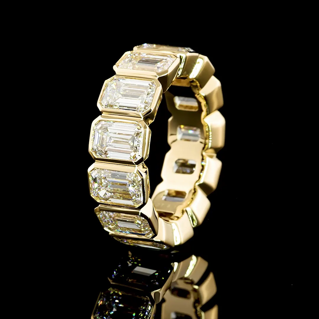 8.12 Cts 18k Yellow Gold Emerald Shape Eternity Band Eternity Band - Image 4