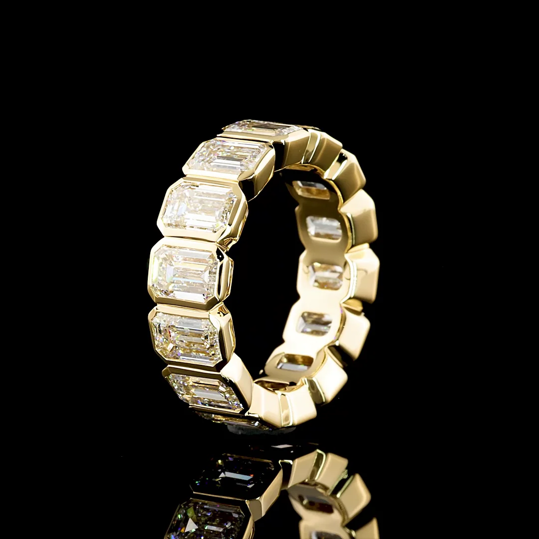 8.66 Cts 18k Yellow Gold Emerald Shape Eternity Band Eternity Band - Image 4