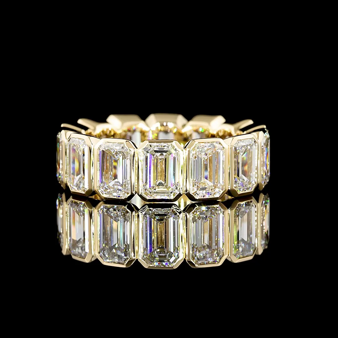 8.66 Cts 18k Yellow Gold Emerald Shape Eternity Band Eternity Band - Video