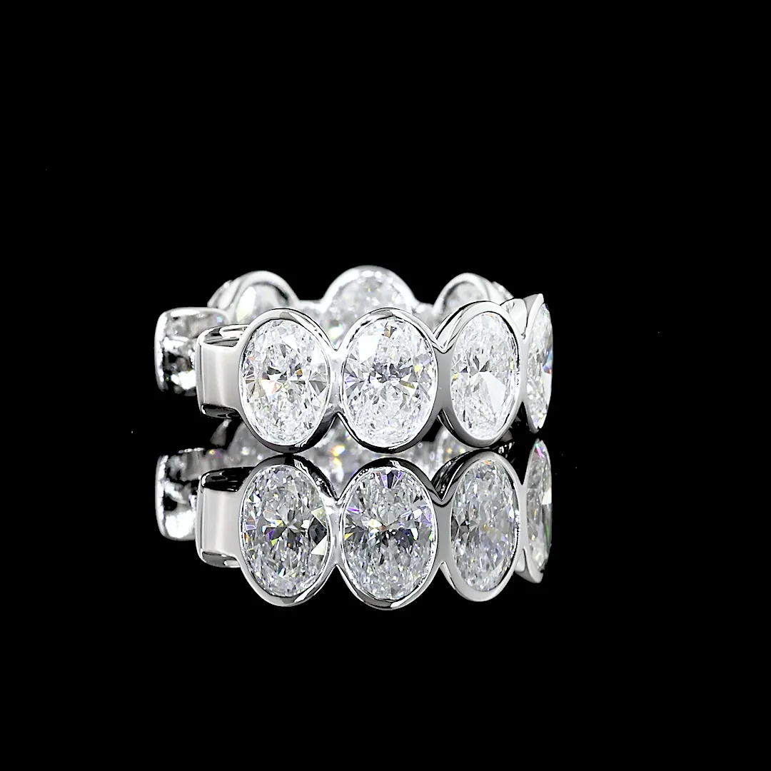 3.34 Cts 14k White Gold Oval Shape Huggies Earring - Image 4