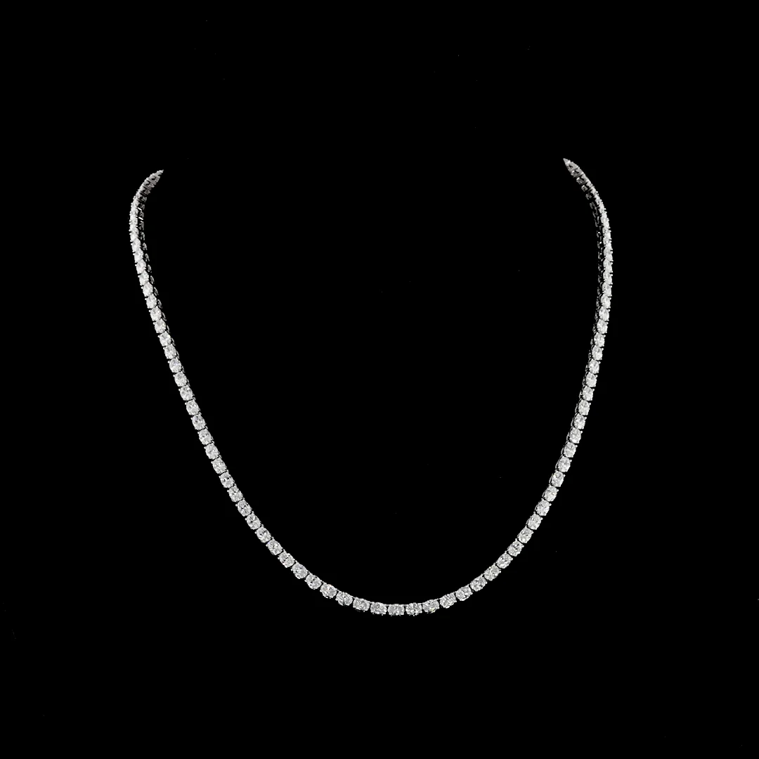 10.04 Cts 14k White Gold Oval Shape Tennis Necklace - Video