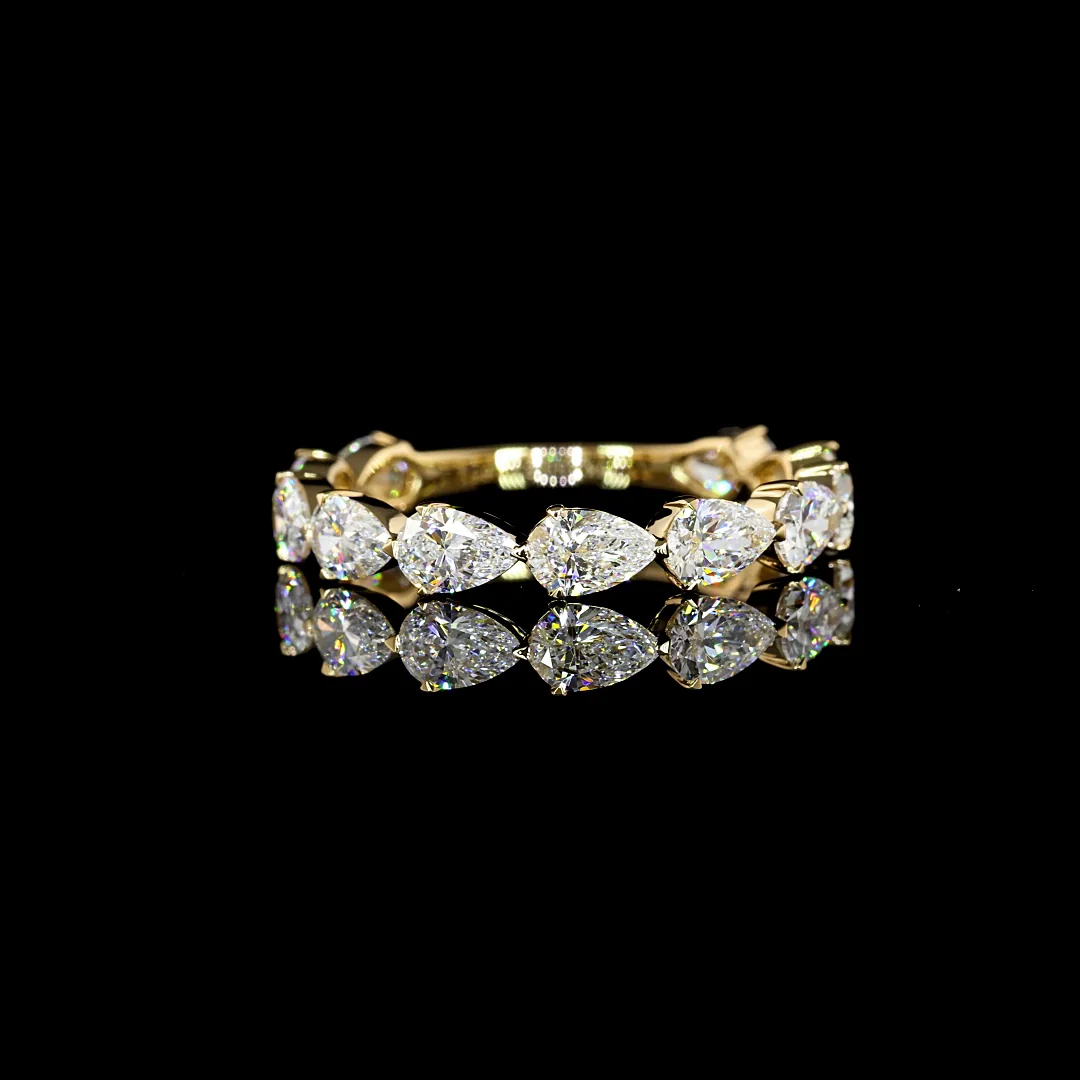 1.66 Cts 18k Yellow Gold Pear Shape 3/4 Band Eternity Band - Video
