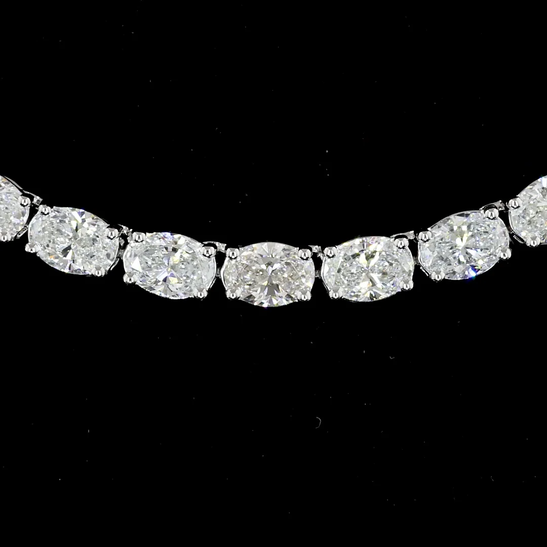 11.74 Cts 14k White Gold Oval Shape Tennis Necklace - Image 2