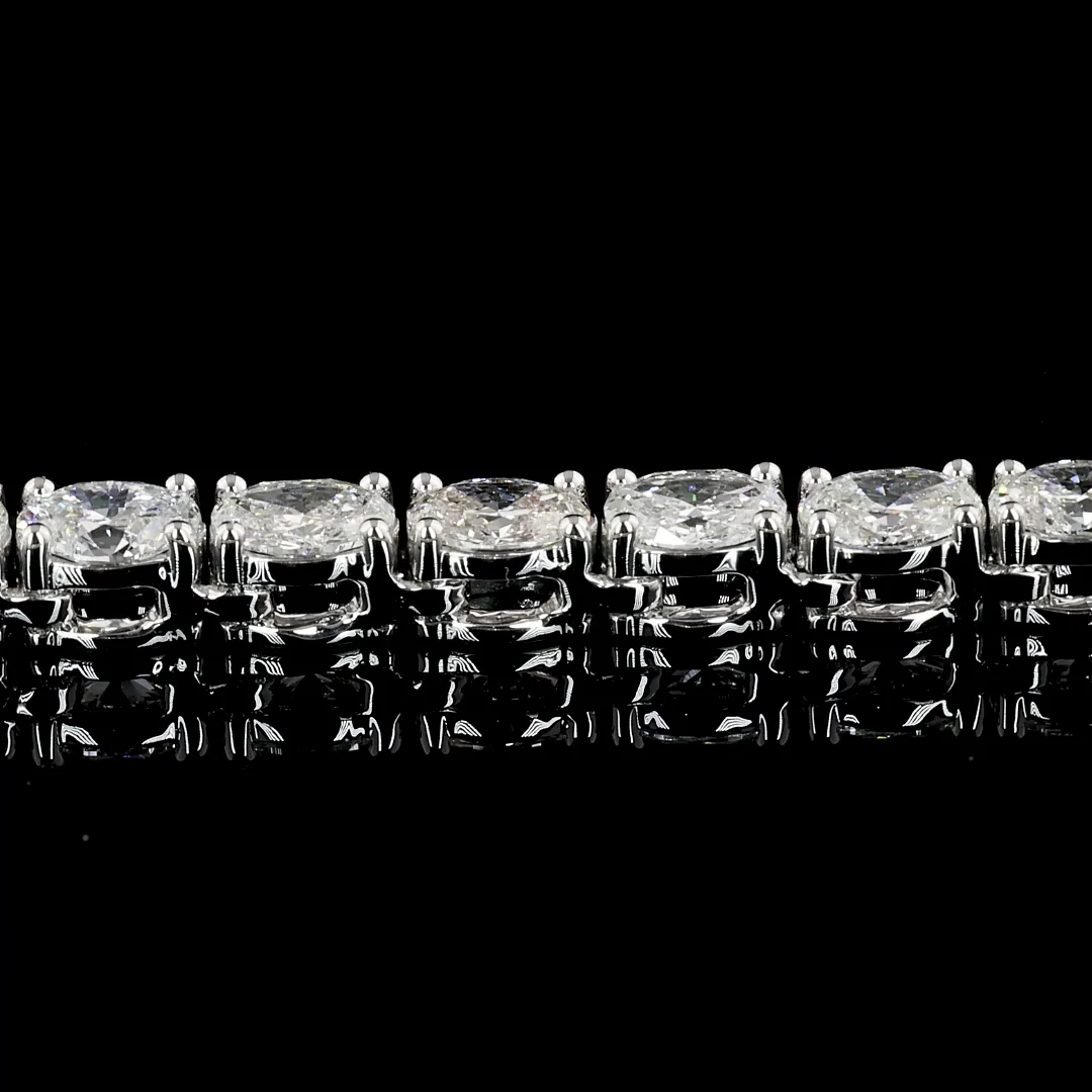 11.74 Cts 14k White Gold Oval Shape Tennis Necklace - Image 4