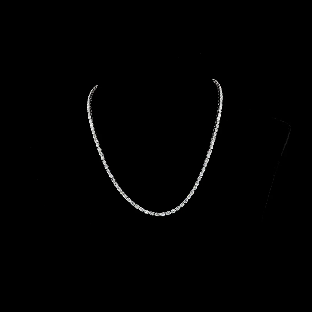 11.74 Cts 14k White Gold Oval Shape Tennis Necklace - Video