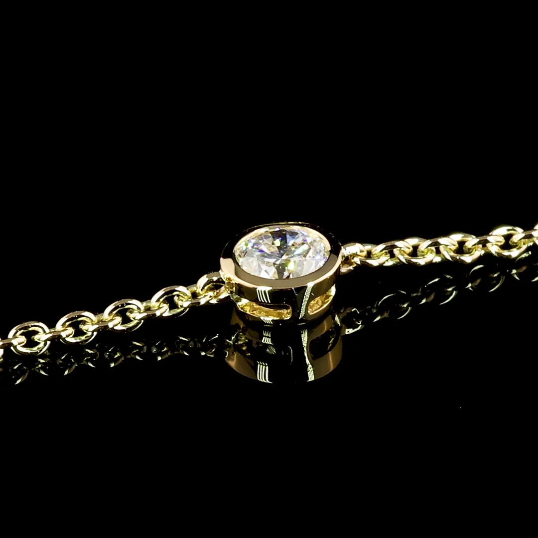 2.02 Cts 18k Yellow Gold Round Shape Station Necklace - Image 4