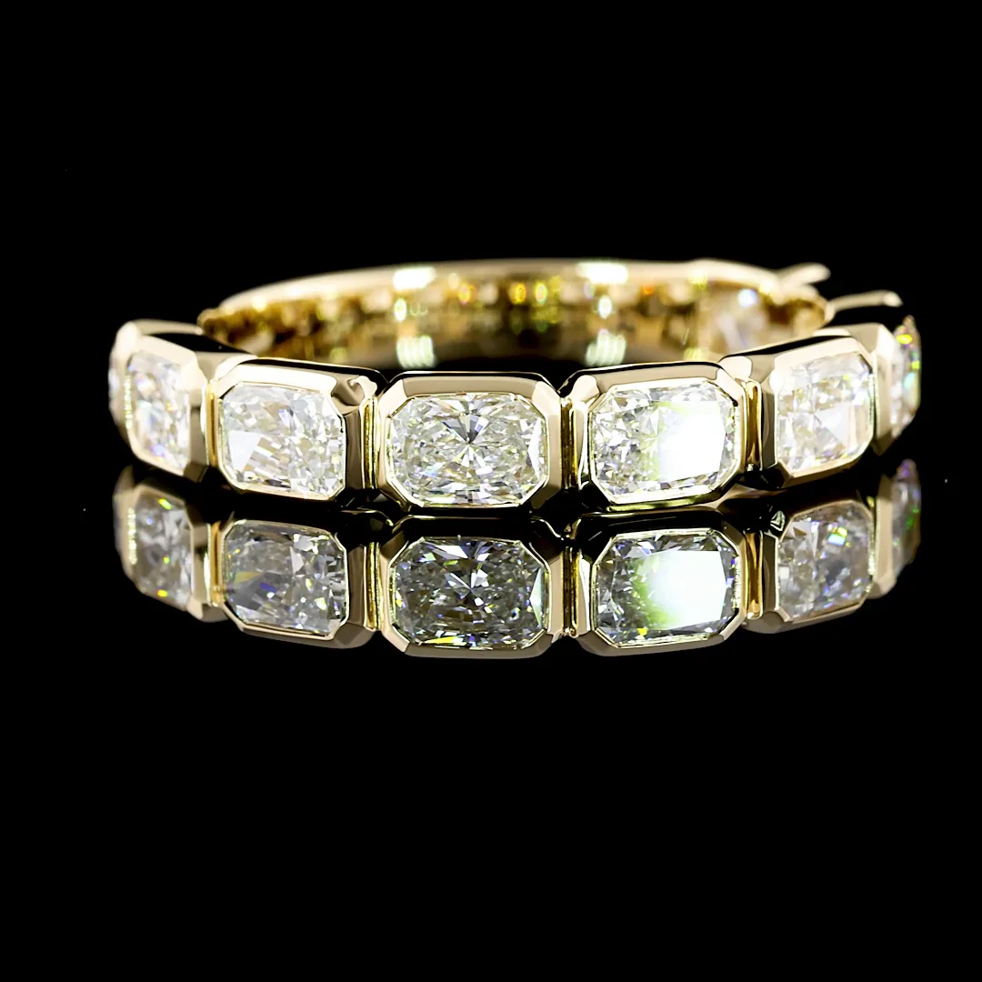 1.4 Cts 14k Yellow Gold Radiant Shape 3/4 Band Eternity Band - Video