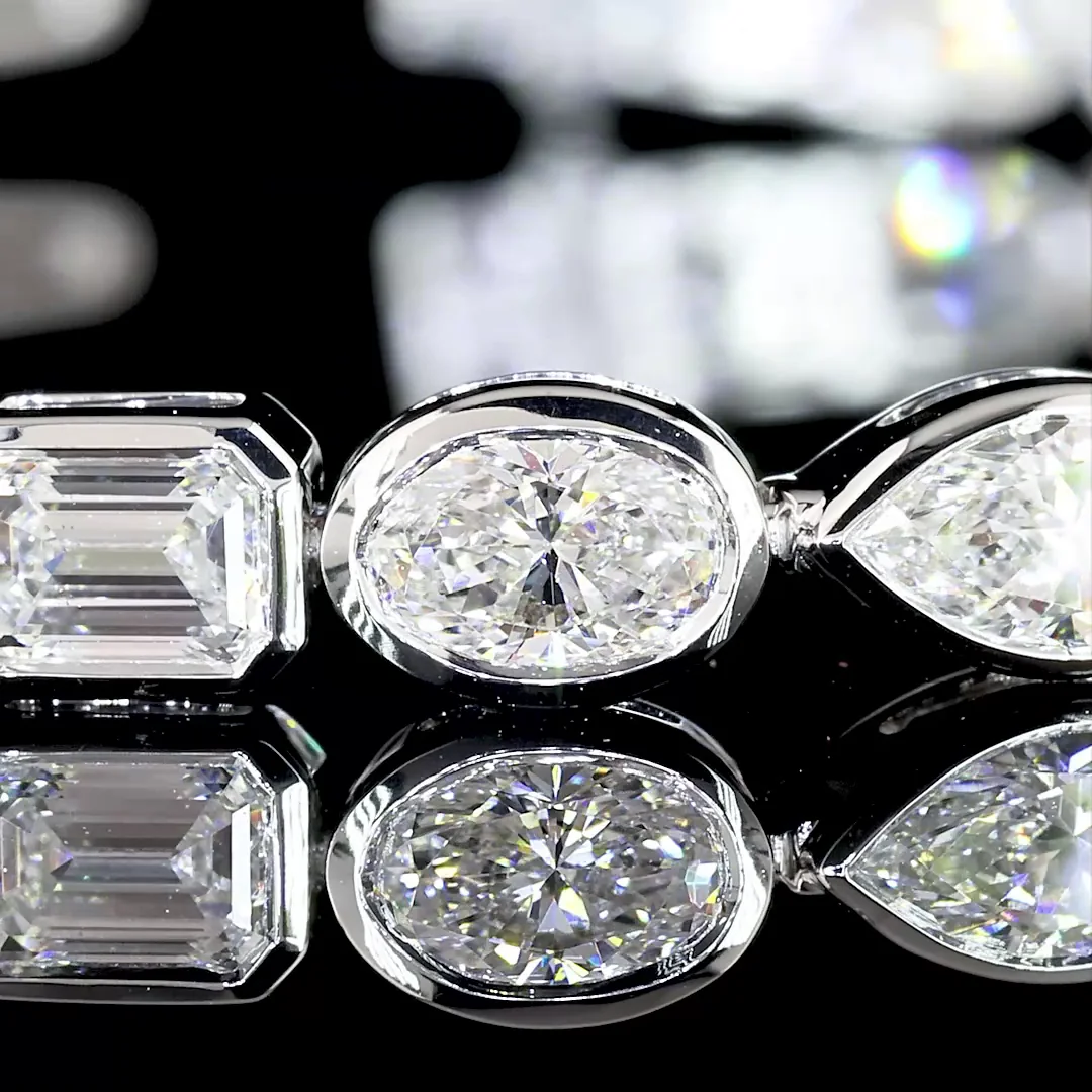 7.83 Cts 14k White Gold Mix Shape Tennis Bracelet - Image 2