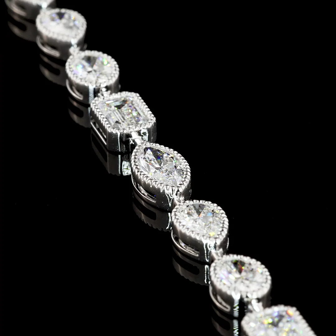 10.01 Cts 18k White Gold Mix Shape Tennis Bracelet - Image 4