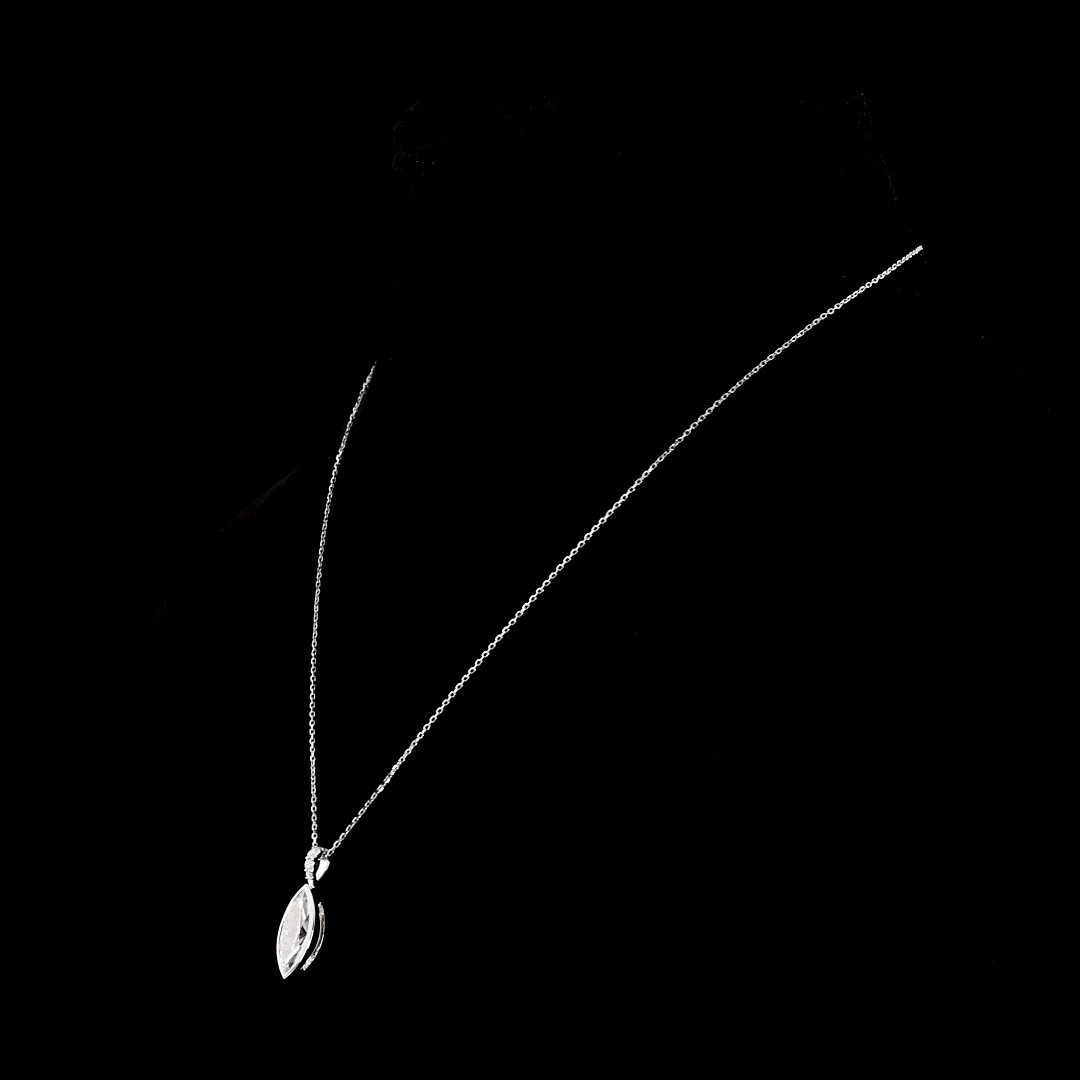 2.62 Cts 14k White Gold Marquise Shape Pendant Pendant - Image 2