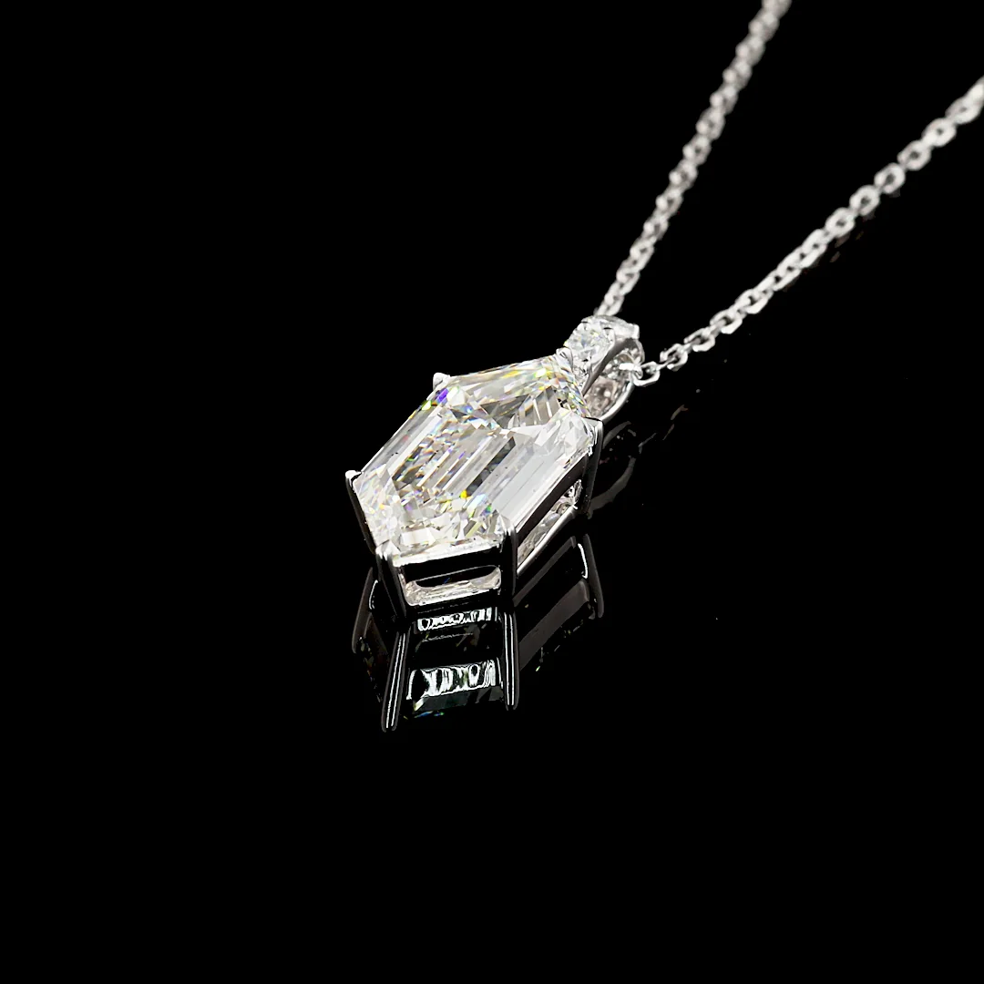 2.2 Cts 14k White Gold Step Marquise Shape Pendant Pendant - Image 4