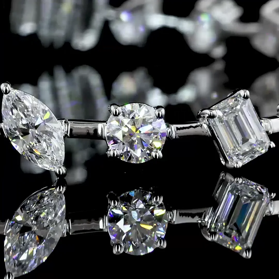 7.3 Cts 14k White Gold Mix Shape Tennis Bracelet - Image 3