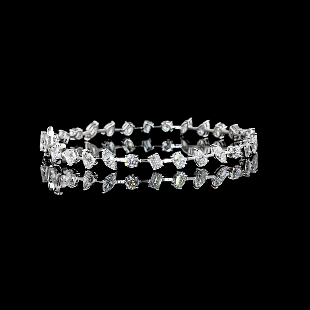7.3 Cts 14k White Gold Mix Shape Tennis Bracelet - Video