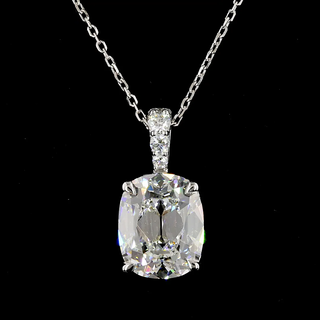 3.11 Cts 14k White Gold Antique Cushion Shape Pendant Pendant - Image 2