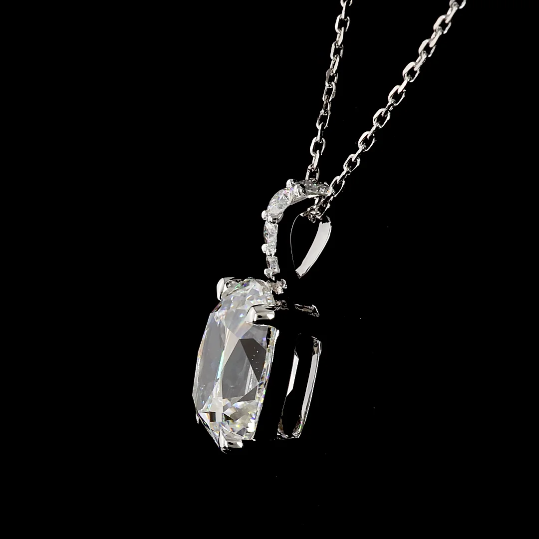 3.11 Cts 14k White Gold Antique Cushion Shape Pendant Pendant - Image 3