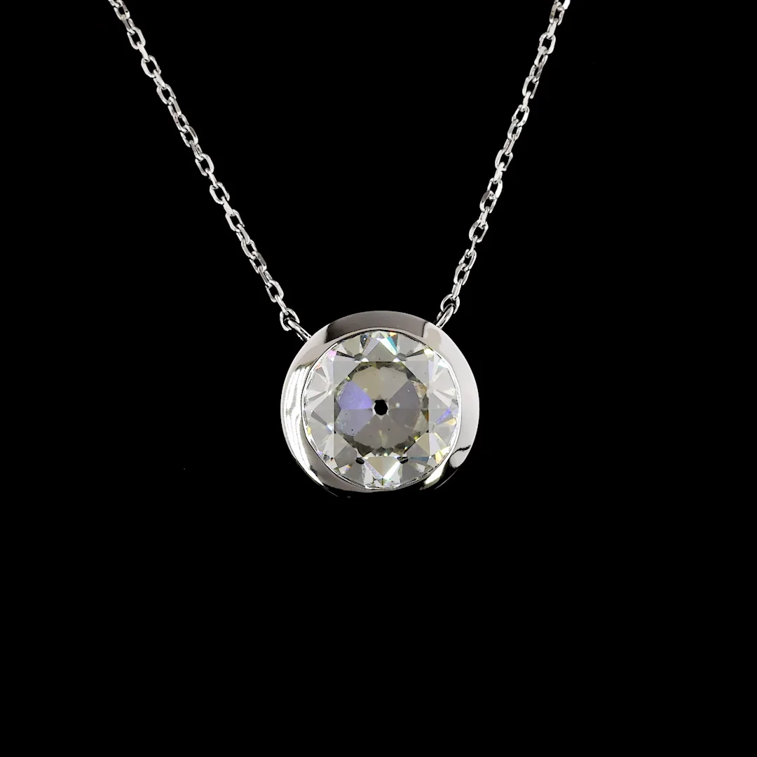 3.21 Cts 14k White Gold Old European Brilliant Shape Solitaire Pendant - Image 2