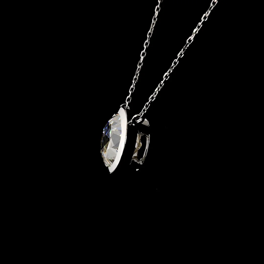 3.21 Cts 14k White Gold Old European Brilliant Shape Solitaire Pendant - Image 4