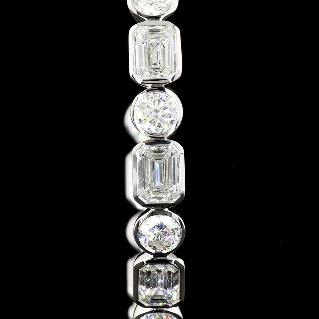 6.08 Cts 14k White Gold Mix Shape C Hoops Earring - Image 3