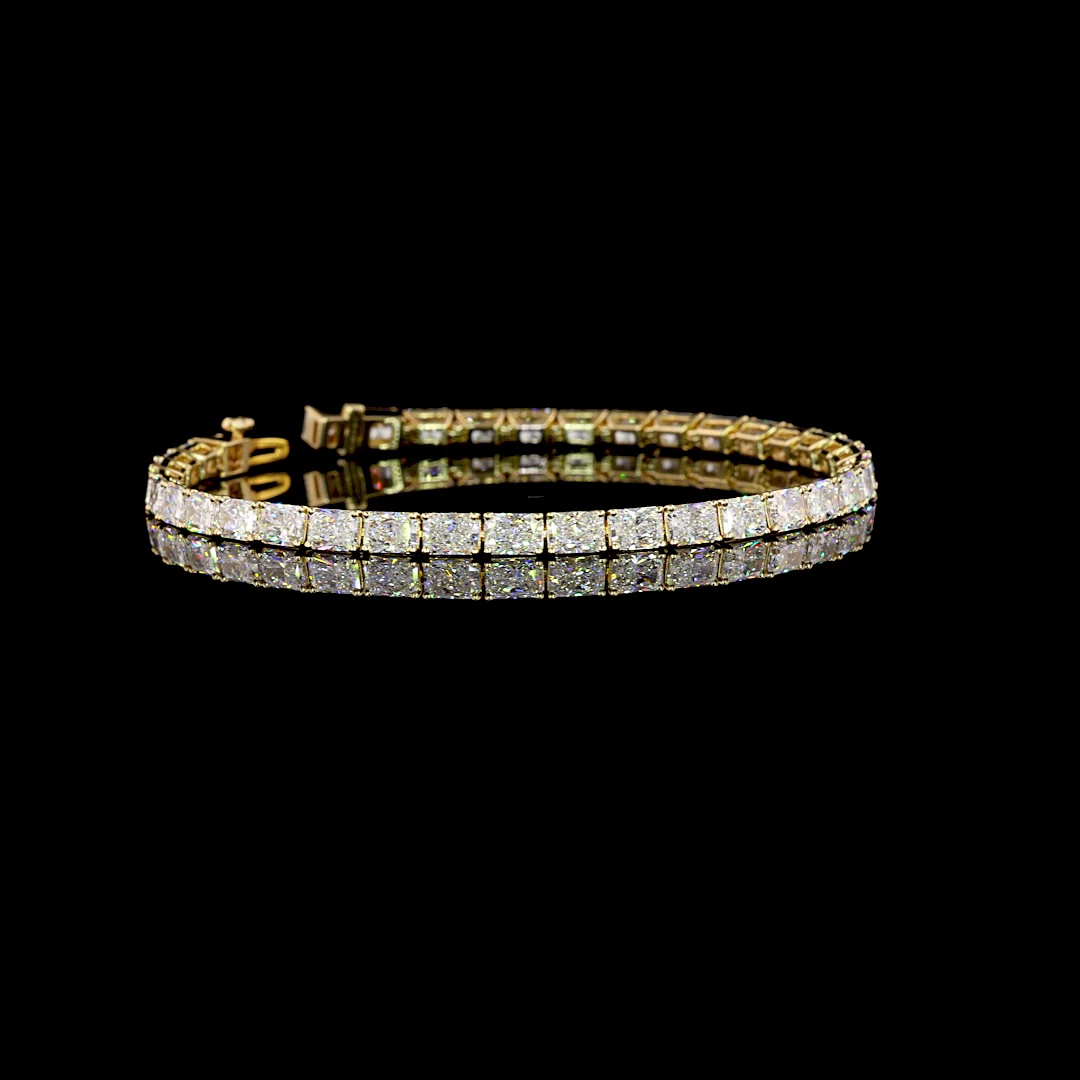10.13 Cts 14k Yellow Gold Radiant Shape Tennis Bracelet - Video