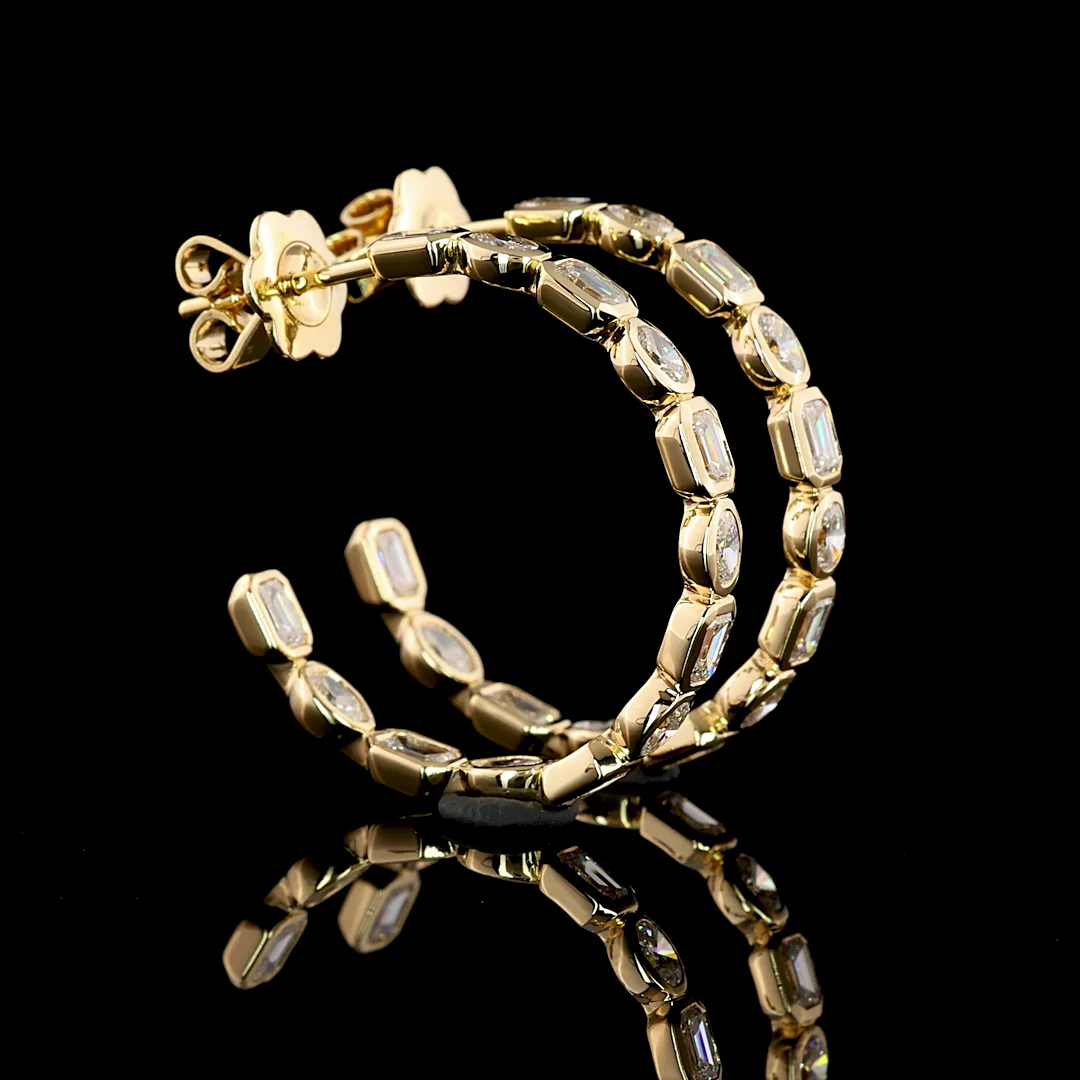 2.78 Cts 14k Yellow Gold Mix Shape C Hoops Earring - Image 2