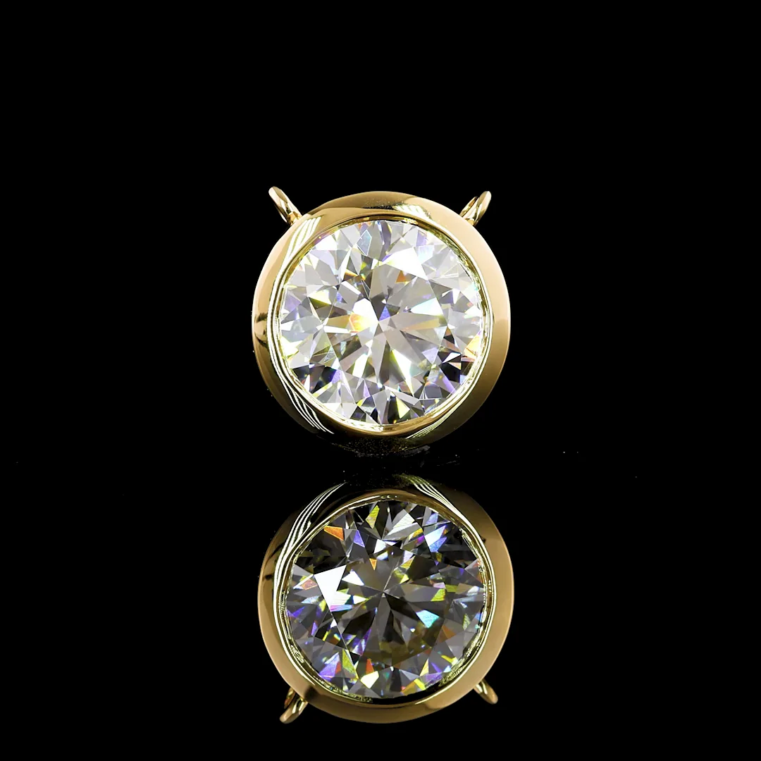 3.13 Cts 14k Yellow Gold Round Shape Solitaire Pendant - Image 2