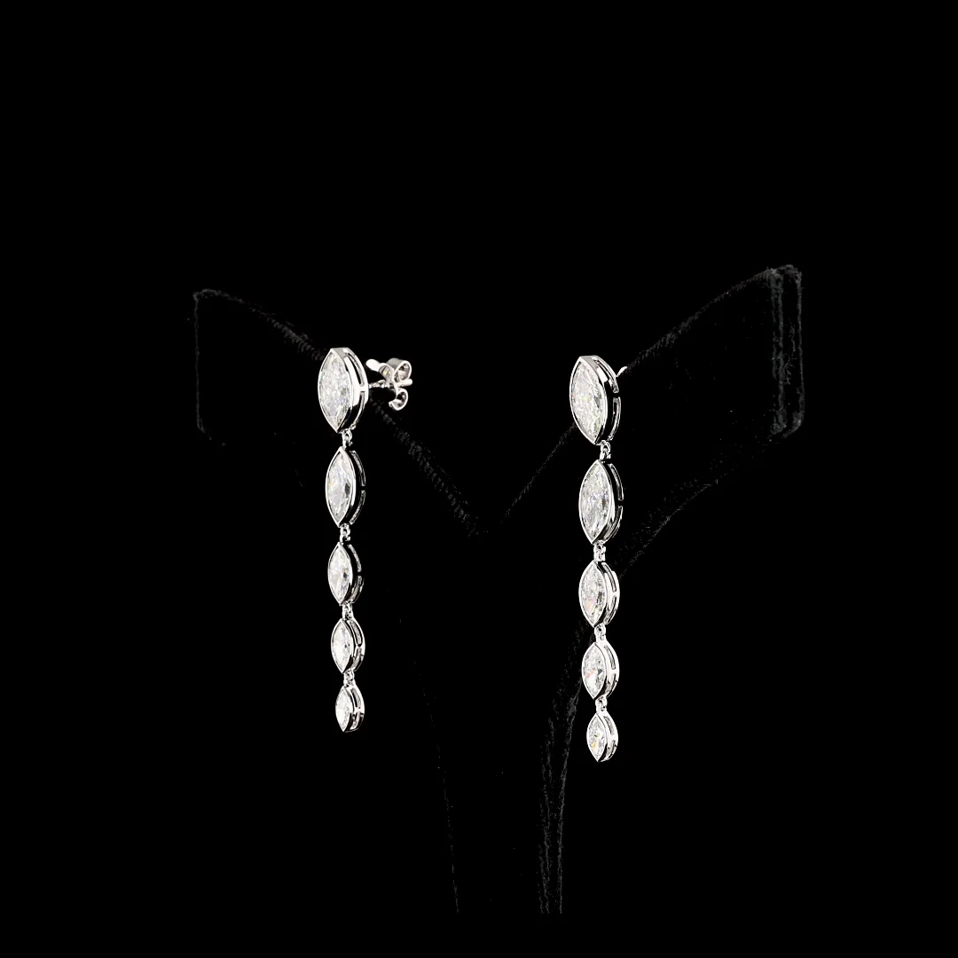 3.91 Cts 14k White Gold Marquise Shape Hanging Earring - Video