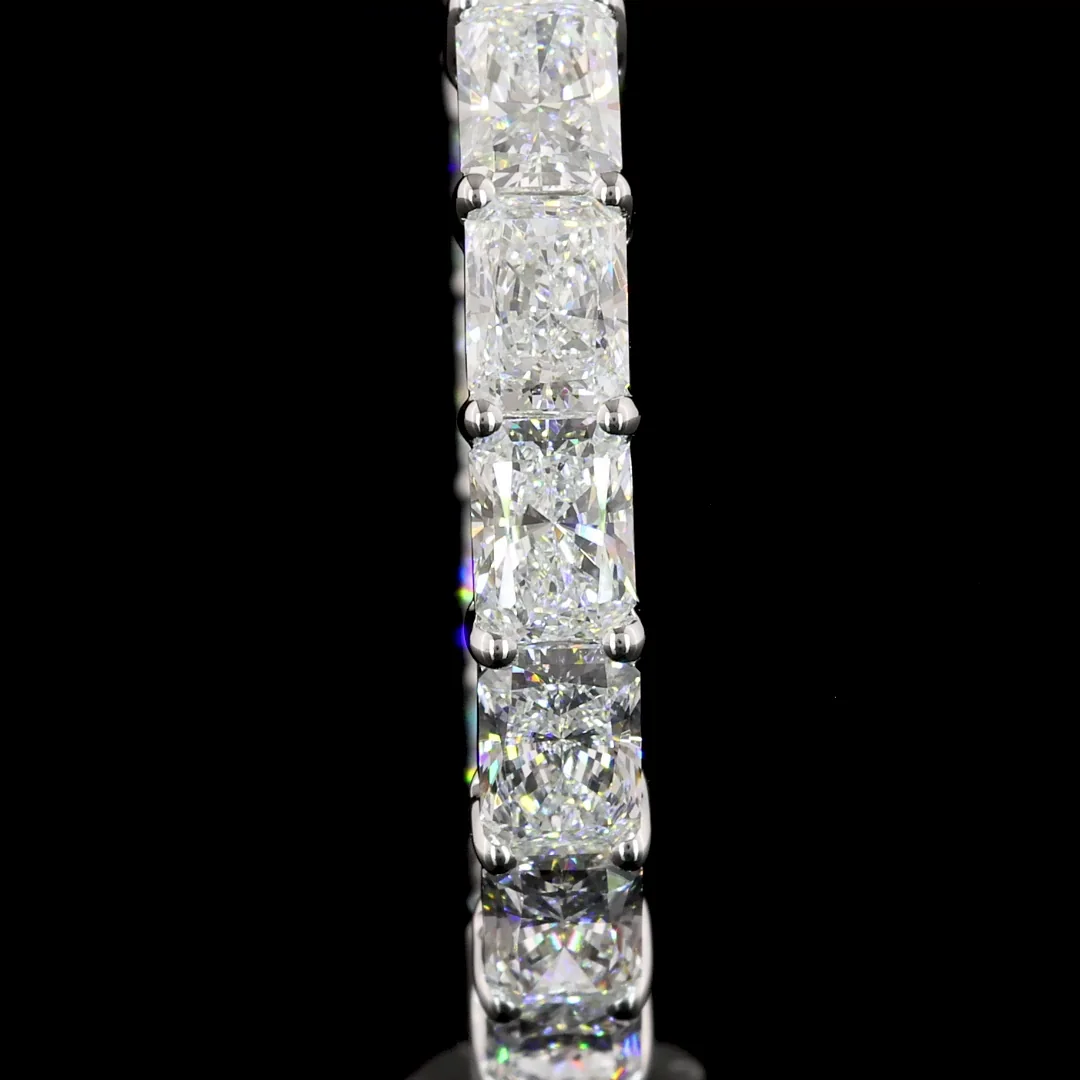 6 Cts 14k White Gold Radiant Shape Hoops Earring - Image 3