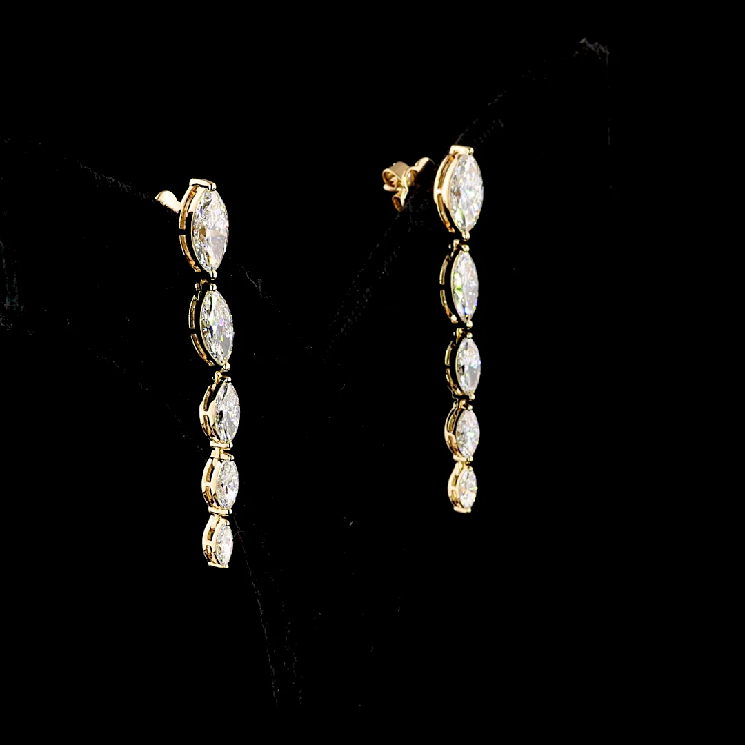 3.82 Cts 14k Yellow Gold Marquise Shape Hanging Earring - Image 2
