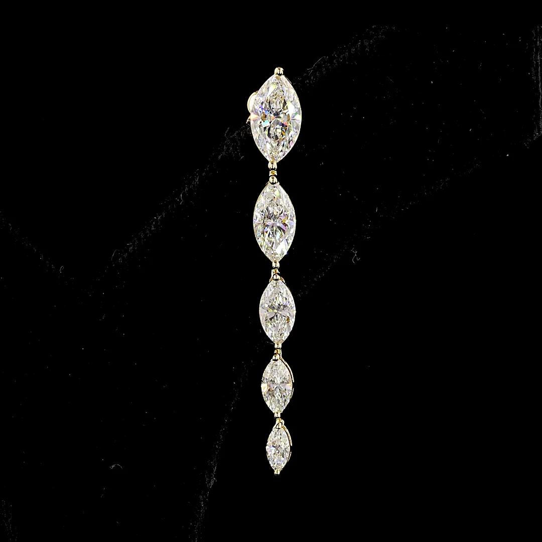 3.82 Cts 14k Yellow Gold Marquise Shape Hanging Earring - Image 4