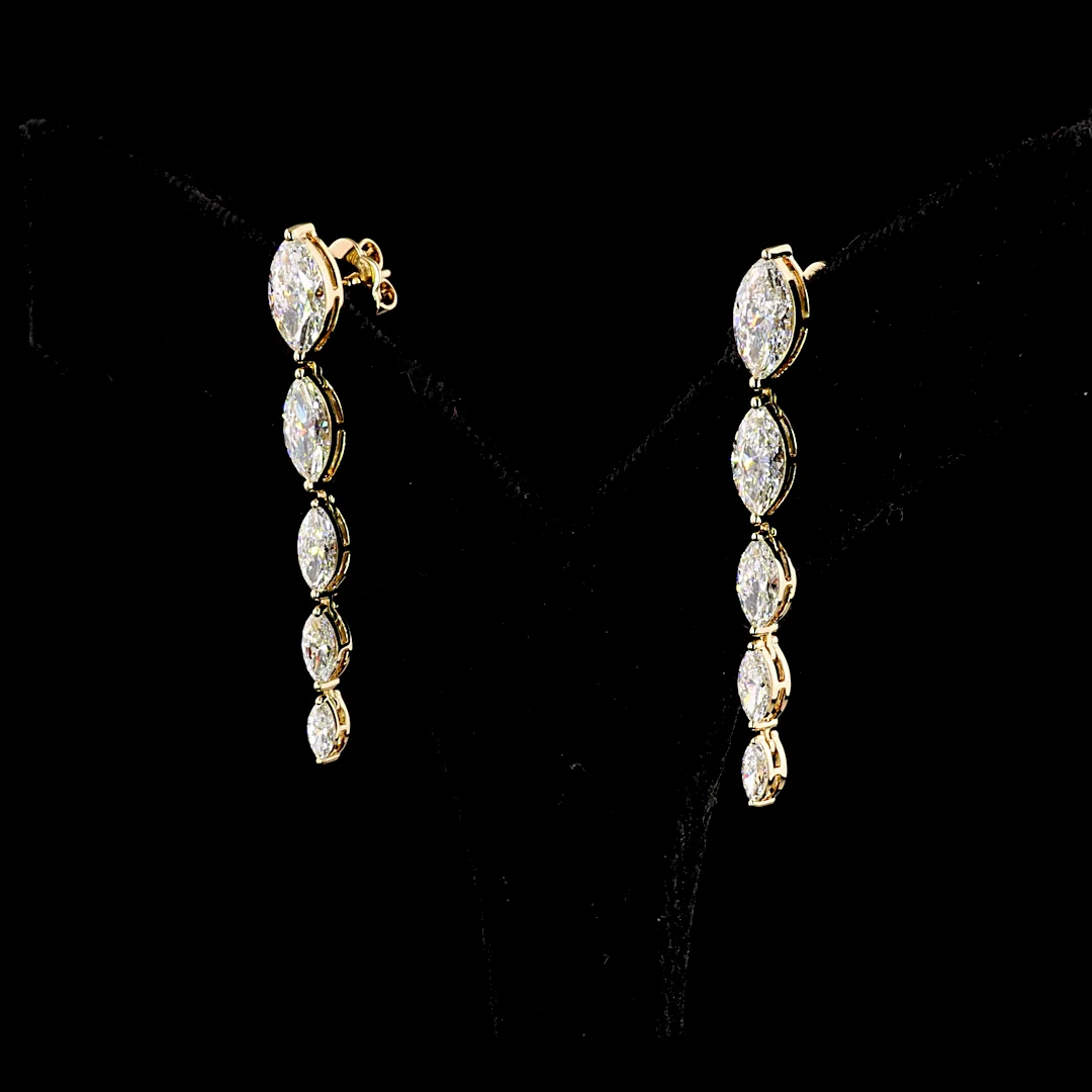 3.82 Cts 14k Yellow Gold Marquise Shape Hanging Earring - Video