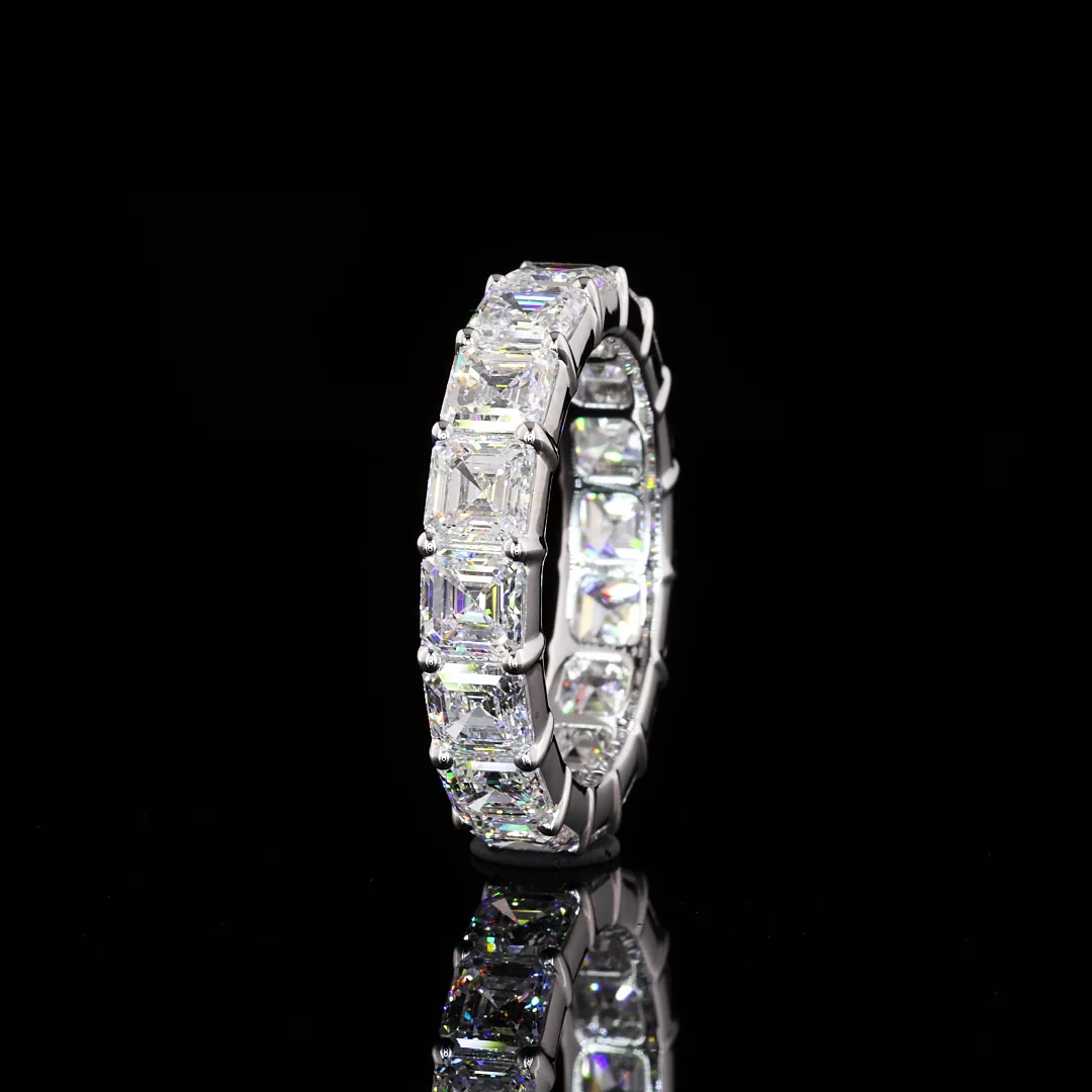 4.97 Cts 14k White Gold Asscher Shape Eternity Band Eternity Band - Image 4