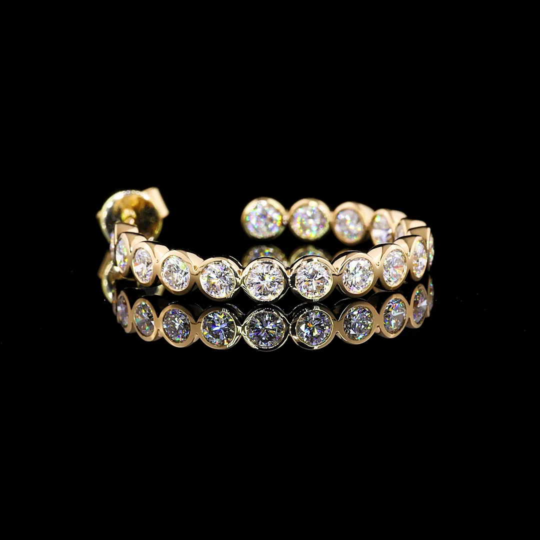 2.87 Cts 14k Yellow Gold Round Shape C Hoops Earring - Image 2