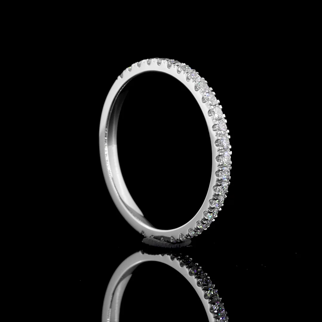 0.34 Cts 14k White Gold Round Shape Half Eternity Eternity Band - Image 3