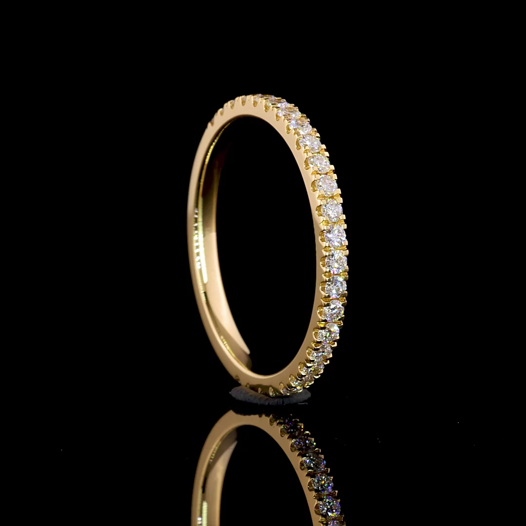 0.34 Cts 14k Yellow Gold Round Shape Half Eternity Eternity Band - Image 3
