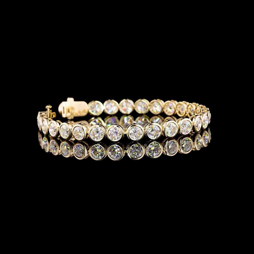 15.18 Cts 14k Yellow Gold Round Shape Tennis Bracelet - Video
