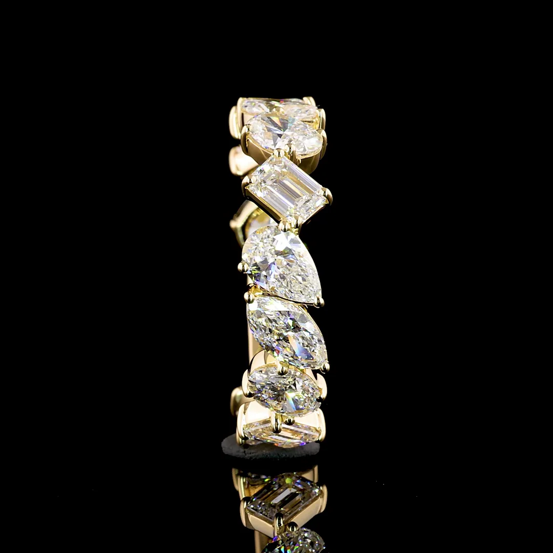2.61 Cts 14k Yellow Gold Mix Shape 3/4 Band Eternity Band - Image 4