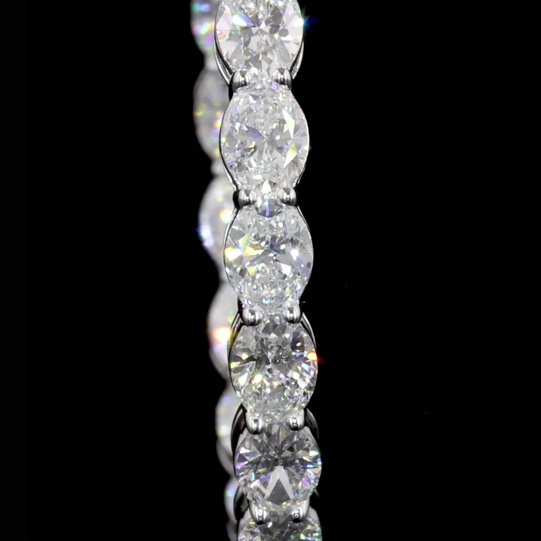 4.07 Cts 14k White Gold Oval Shape Hoops Earring - Image 3