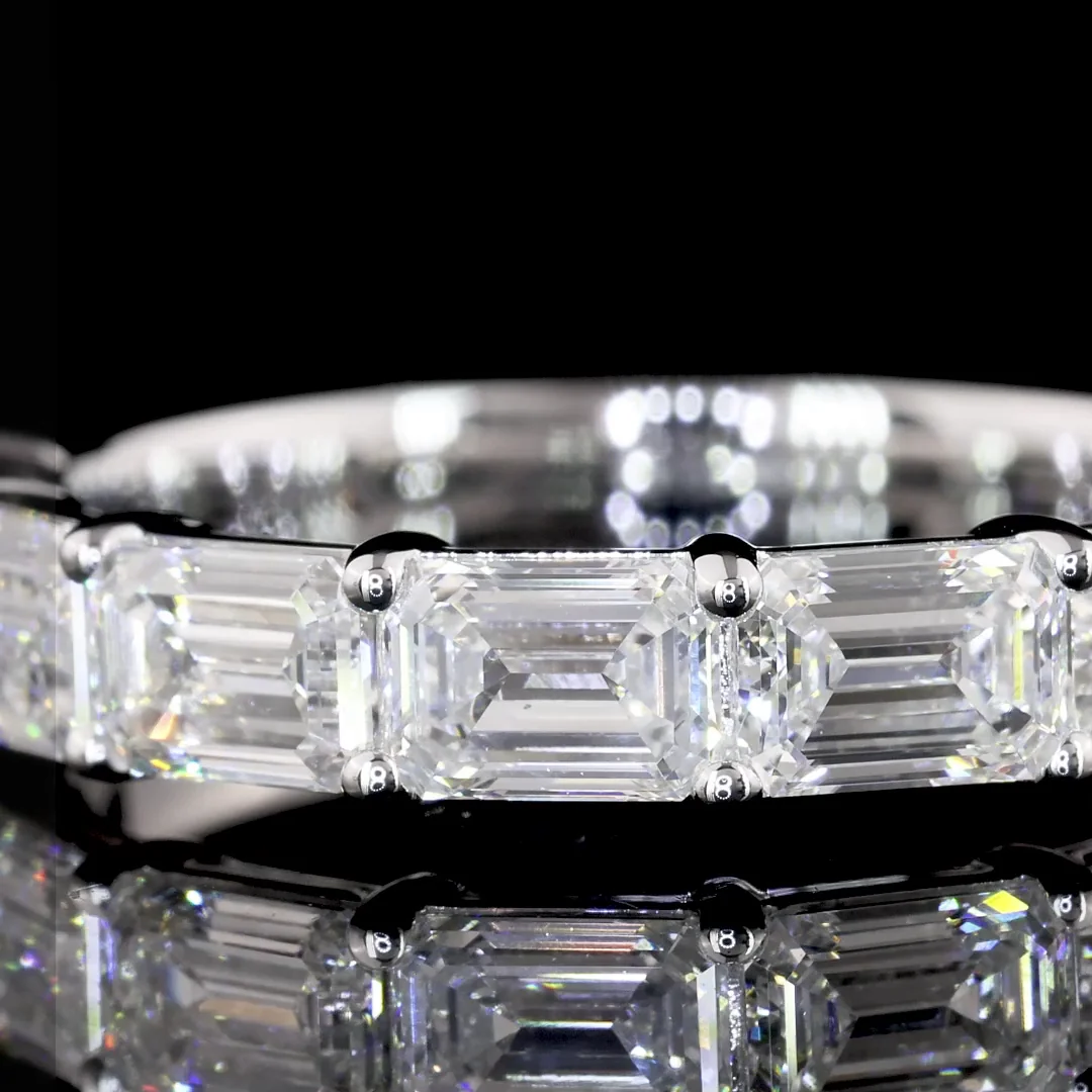 1.94 Cts 14k White Gold Emerald Shape Half Eternity Eternity Band - Image 2