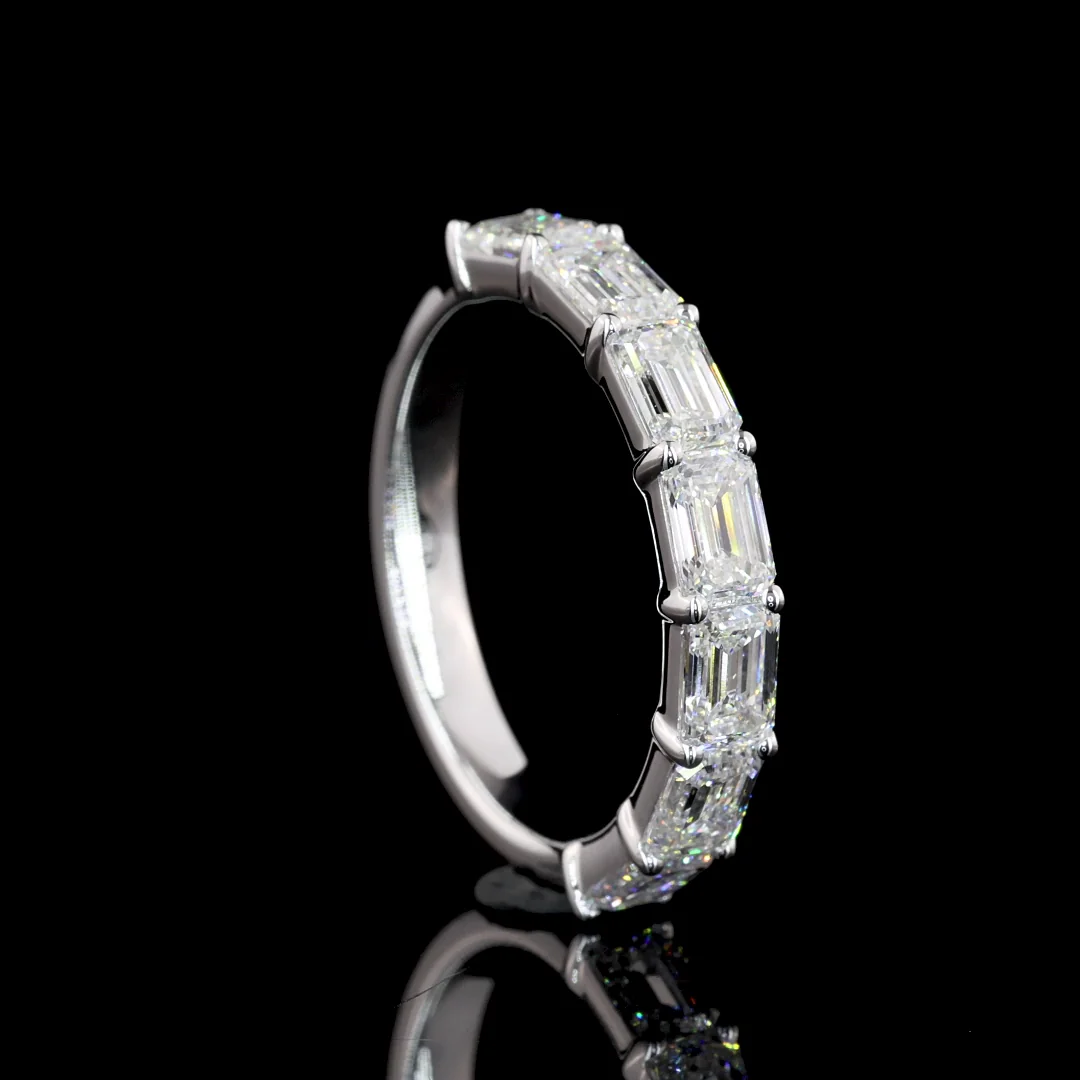 1.94 Cts 14k White Gold Emerald Shape Half Eternity Eternity Band - Image 3