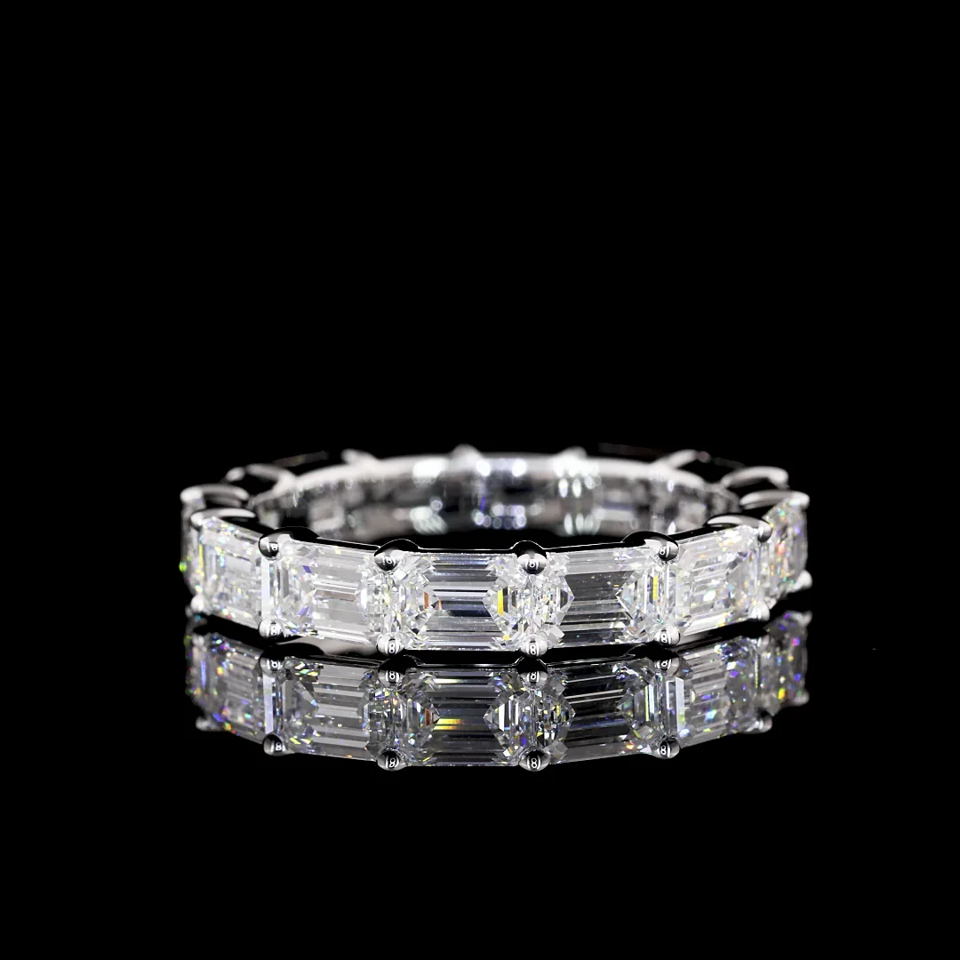 3.94 Cts 14k White Gold Emerald Shape Eternity Band Eternity Band - Video