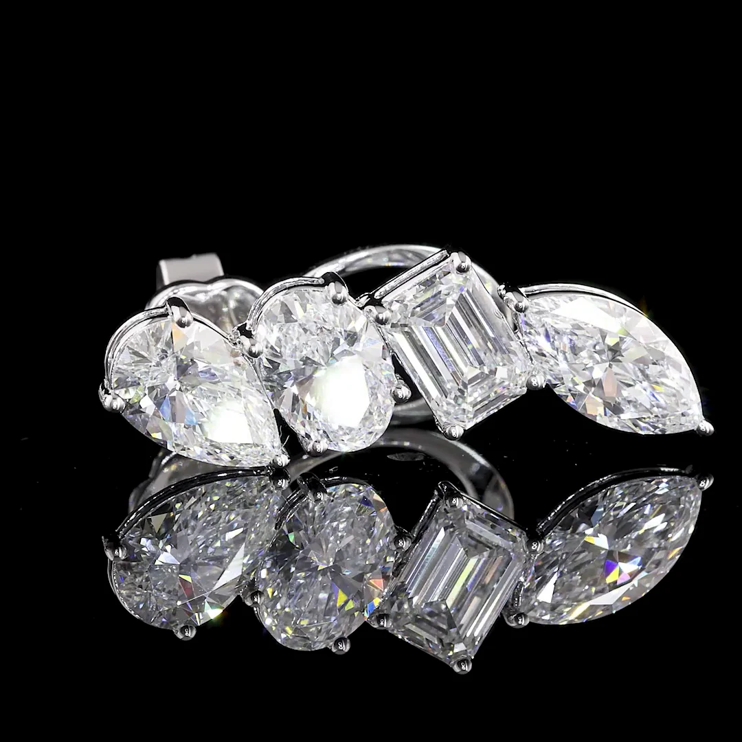 4.08 Cts 14k White Gold Mix Shape Crawler Earring - Image 4