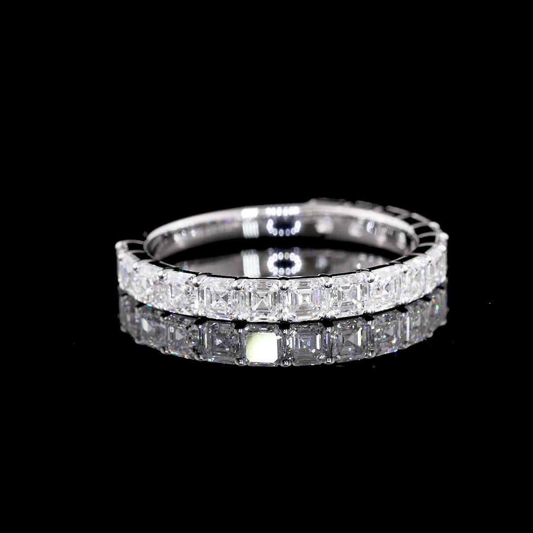 1.57 Cts 14k White Gold Asscher Shape 3/4 Band Eternity Band - Video