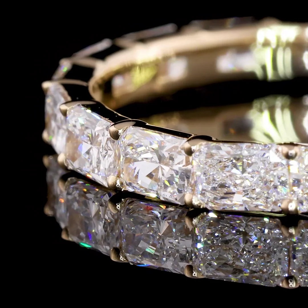 1.21 Cts 14k Yellow Gold Radiant Shape 3/4 Band Eternity Band - Image 3