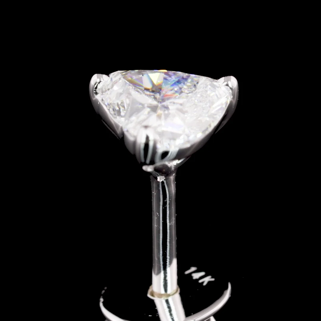 0.84 Cts 14k White Gold Heart Shape Studs Earring - Image 4