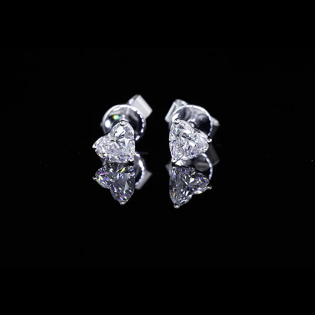 0.59 Cts 14k White Gold Heart Shape Studs Earring - Image 2
