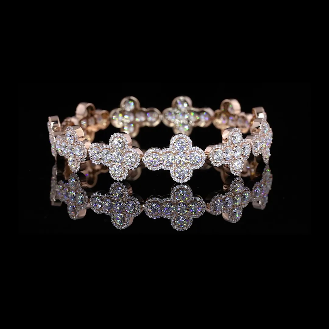 16.08 Cts 14k Rose Gold Round Shape Special Bracelet - Video