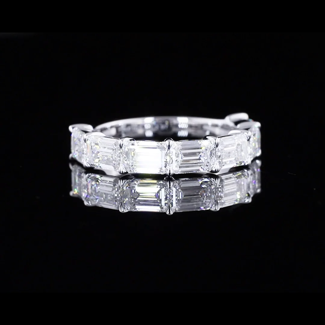 2.68 Cts 14k White Gold Emerald Shape Half Eternity Eternity Band - Video