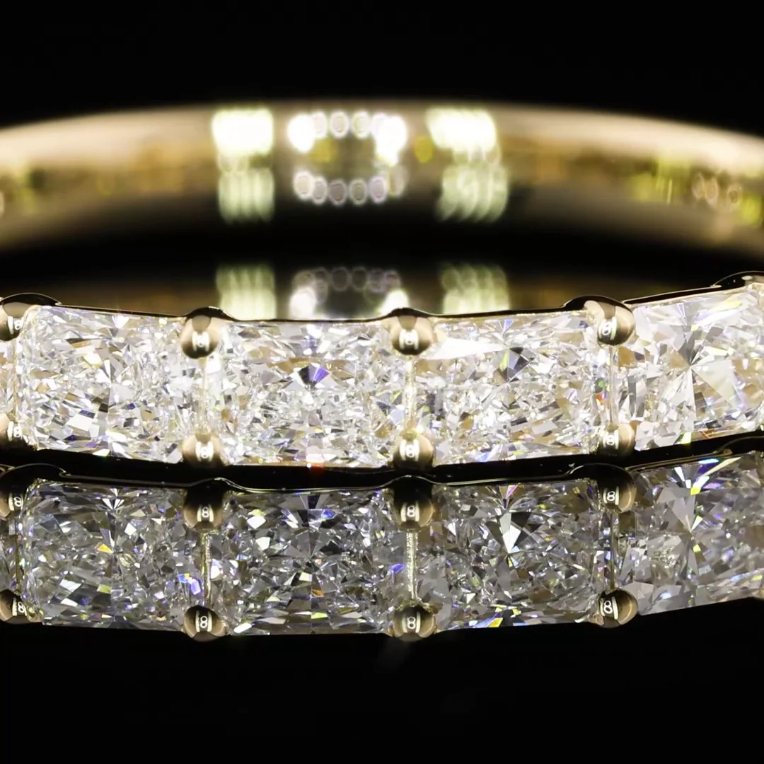 1.22 Cts 14k Yellow Gold Radiant Shape Half Eternity Eternity Band - Image 3