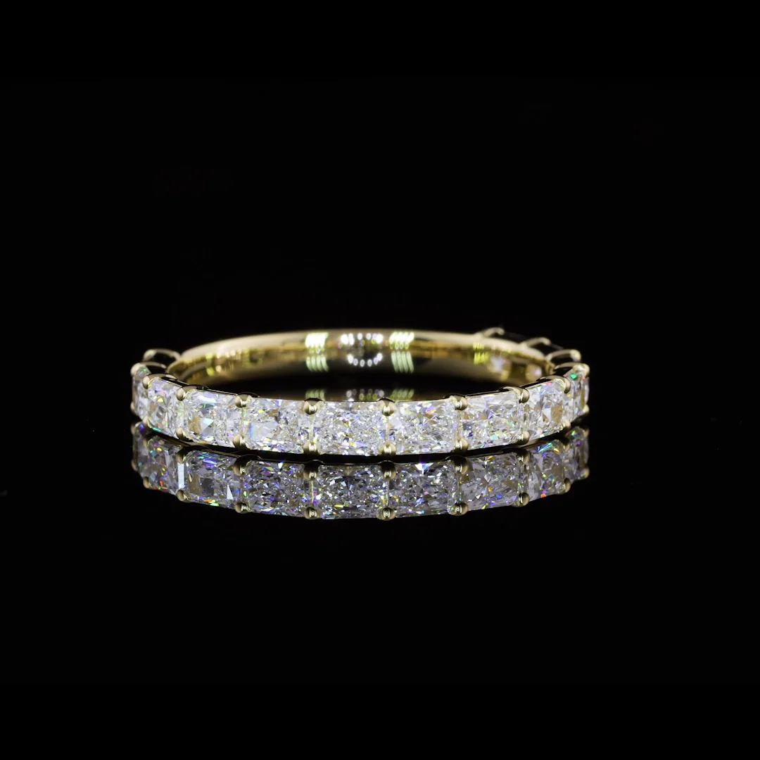 1.22 Cts 14k Yellow Gold Radiant Shape Half Eternity Eternity Band - Video