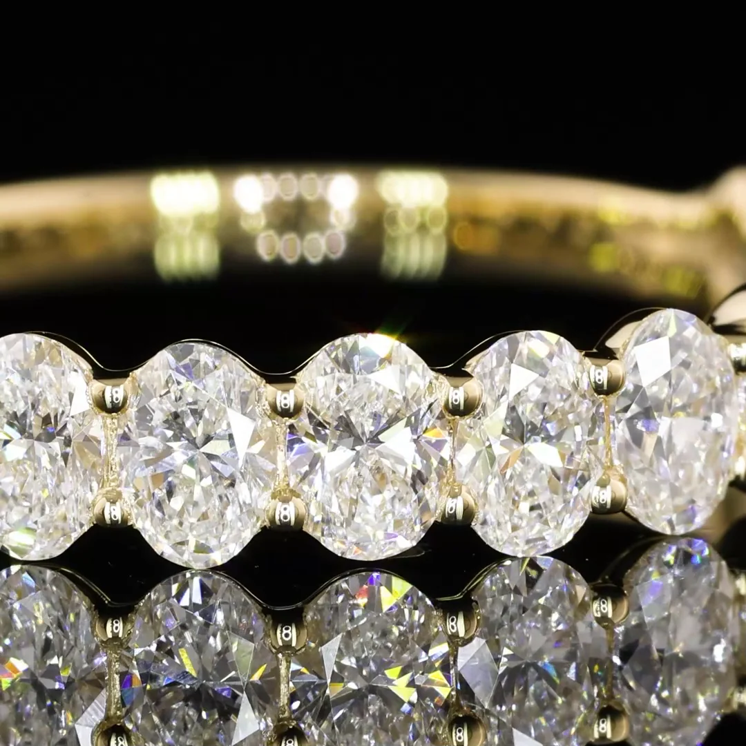 1.65 Cts 14k Yellow Gold Oval Shape 3/4 Band Eternity Band - Image 3